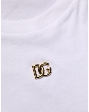 Dolce & Gabbana Metal Dg Logo Short Sleeves T-Shirt Cotton - White