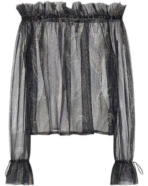 Saint Laurent Lurex Paisley Silk Crêpon Blouse - Black