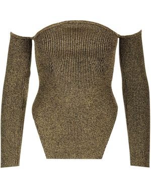 Khaite Metallic Wool-Blend Knit Top - Green