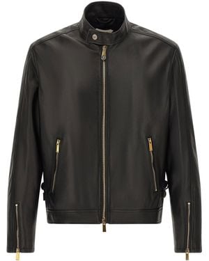 Versace Lamb Nappa Leather Biker Jacket - Black