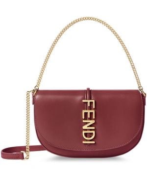 Fendi Wallet On Chain Graphy Leather Crossbody Bag - Red