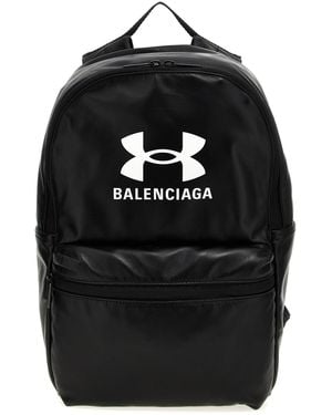 Balenciaga Logo-Print Lambskin Backpack - Black