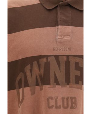 Represent Striped Owners Club Rugby Polo Sienna - Brown