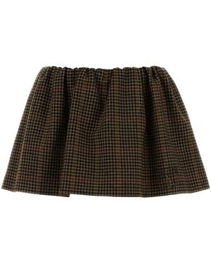 Miu Miu Embroidered Houndstooth Mini Skirt - Black