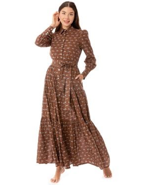 MC2 Saint Barth Long Dress Jensen With Zebra Print - Brown