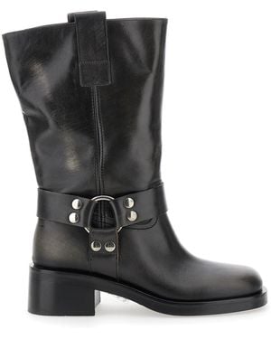 Strategia Ankle Boots With Studs And Ring - Black