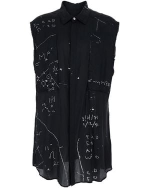 Rick Owens Shirt With Classic Collar And All-Over Print - Black