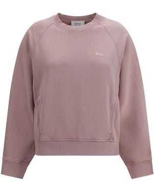 Maison Kitsuné Baby Fox Faded Crewneck Sweatshirt Misty Lilac Cotton Jumper - Pink
