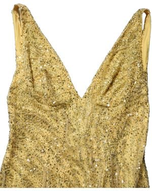 Dolce & Gabbana V-Neckline Mermaid Sequinned Gown Dress - Yellow