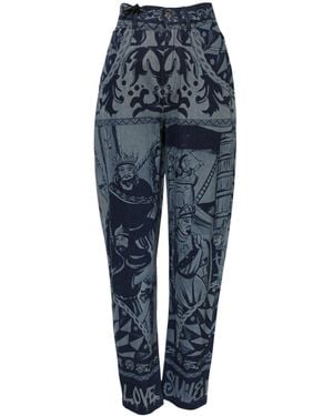 Dolce & Gabbana Graphic Print Tapered Denim Jeans Cotton Clothing - Blue