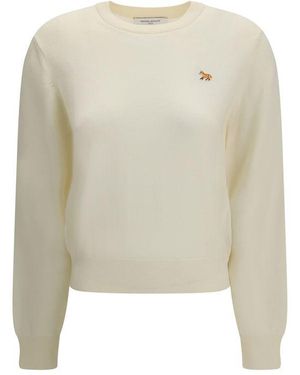 Maison Kitsuné Beige Wool Oves Aries Sweatshirt - White