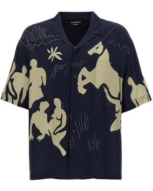 Jacquemus Horse Print Viscose Shirt - Blue