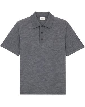 Saint Laurent Short-Sleeved, Loose-Fit Polo Shirt - Grey