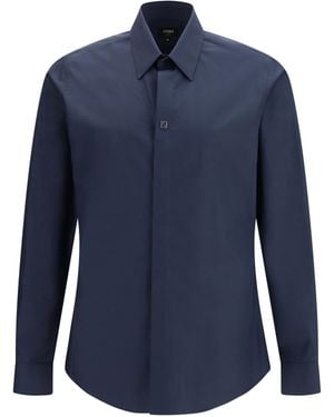 Fendi Shirt With Ff Detail Cotton - Blue