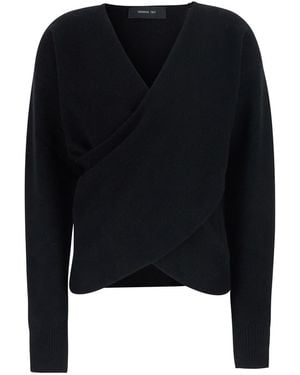 FEDERICA TOSI Jumper Crossed Pull Wool Tops - Black