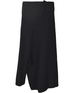 Yohji Yamamoto Asymmetric Striped Skirt - Black