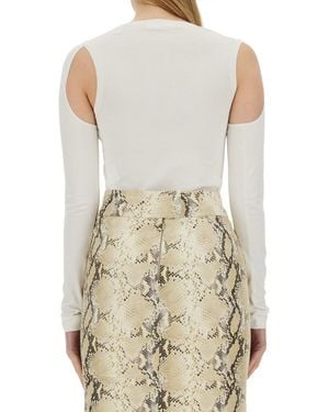 Helmut Lang Top Cut Out Cotton Jumpers - Natural