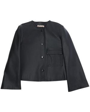 Marni Girls Ecoleather Jacket Polyester Blazers - Blue