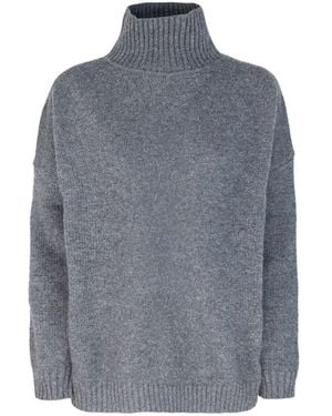 Weekend by Maxmara Wool High Neck Long Sleeve Sweater - Gray