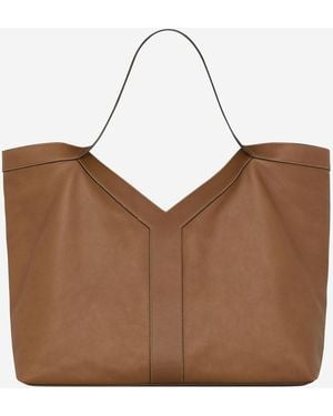 Saint Laurent Large Leather Tote Bag Shoulder - Brown