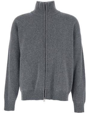 Roberto Collina Sweatshirt With Dropped Shoulders And Front Zip Closure - Gray