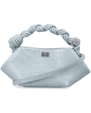Ganni Mini Crocco Embossed Bou Bag - Blue