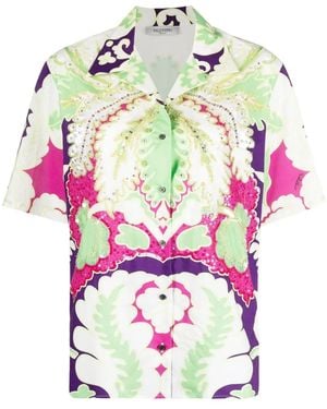 Valentino Embellished Floral-Print Shirt - Pink