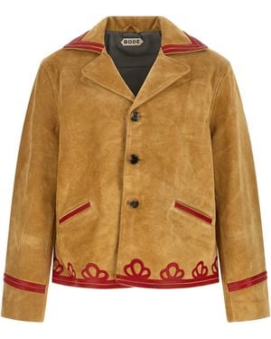 Bode Trefoil Jacket Cow Leather (Bos Taurus) Down Jacket, Parka, Casual - Brown