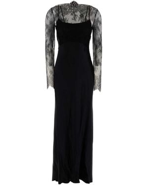 Alberta Ferretti Satin Long Dress - Black