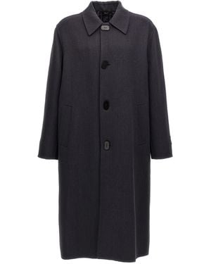 Fendi Double Wool Coat Virgin Silk Coats, Trench - Blue