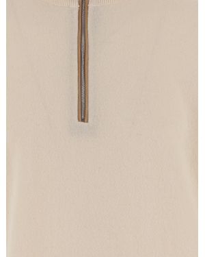 Kiton Cashmere Jumper With High Neck - Natural