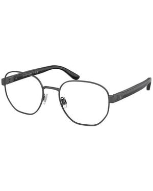 Polo Ralph Lauren Eyeglasses Rectangle Full Rim, Semi Shiny Dark Gunmetal Frame And Clear Demo Lenses Lens Ph12249307 Sunglasses - Brown
