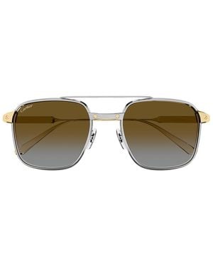 Cartier Cartier Ct0610S Santos De Cartier 003 Sunglasses - Brown