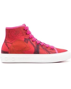 Ferragamo Scarf-Print High-Top Sneaker Sneakers - Pink