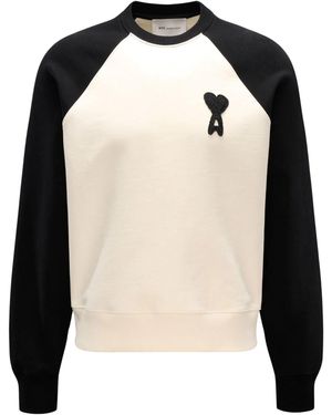 Ami Paris Intarsia Wool And Cotton-Blend Jumper - Black