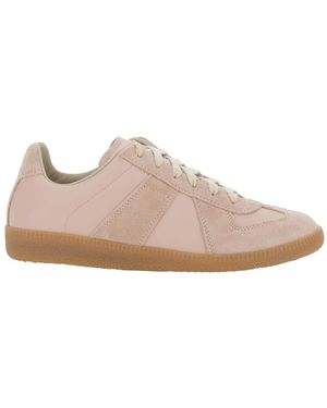 Maison Margiela 'Replica' Low Top Trainers With Suede Details And Logo On The Tongue - Pink