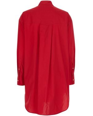 Pinko Dress Alife Popeline Fringes With And V-Neck - Red