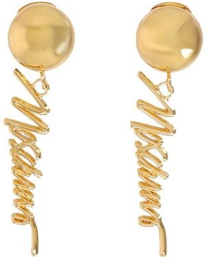 Moschino Logo Earrings Brass - Metallic