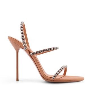 Paris Texas Lidia Satin Sandals With Crystal Detail - White