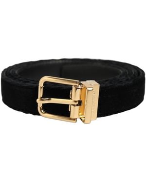 Dolce & Gabbana Velvet Tone Metal Buckle Belt Leather - Black
