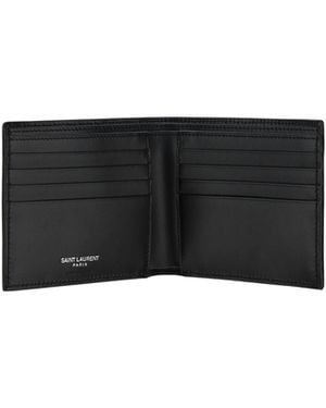 Saint Laurent Leather Wallet Calf Umbrellas - White