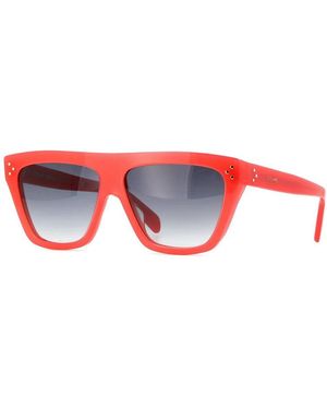 Celine Sunglasses Square Full Rim, Opal Raspberry Frame And Gradient Smoke Lens Cl40256I66B - Red