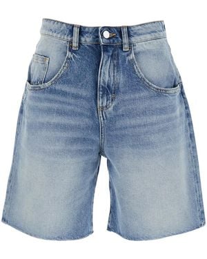 ICON DENIM Wide Leg Bermuda With Logo Patch On The Back - Blue