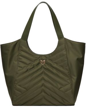 トートバッグ Pinko SHOPPER IN RECYCLED FABRIC QUILT PUZZLE Shopper bag in puzzle-quilted recycled fabric PINKO → Shop