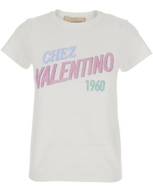Valentino T-Shirt With Maxi Logo, Cotton T-Shirts & Jerseys - White