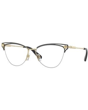 Versace Eyeglasses Cat Eye Semi Rim, Frame And Clear Demo Lenses Lens Ve12801433 Sunglasses - Metallic