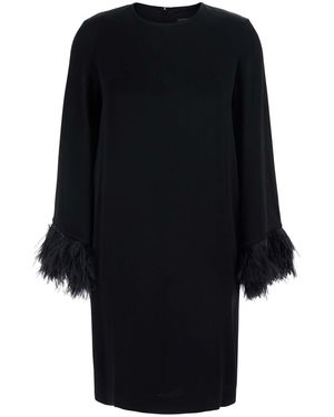 Antonelli Dress Violetta Satin With Feathers - Black