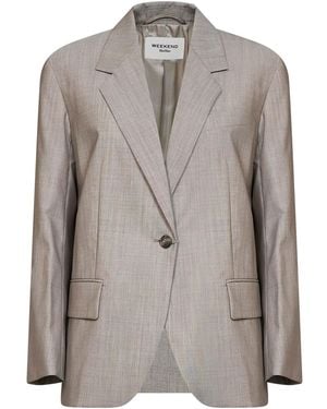 Weekend by Maxmara Blazer Wkdattila Hazelnut Wool Virgin Jacket - Gray