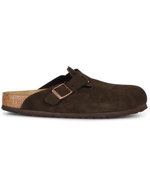 Birkenstock Mules Boston Suede Rubber Slippers - Brown
