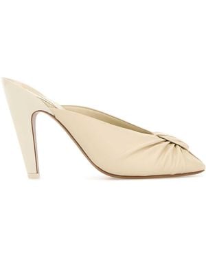 Chloé Ivory Leather Suzie Mules - Natural